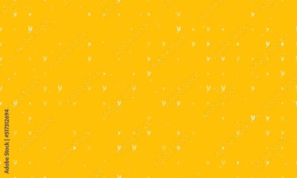 Poster seamless background pattern of evenly spaced white wheat symbols of different sizes and opacity. vec