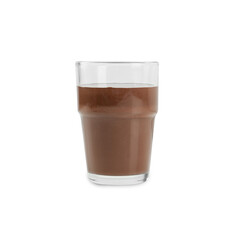 Cocoa glass isolated on white background with clipping path.