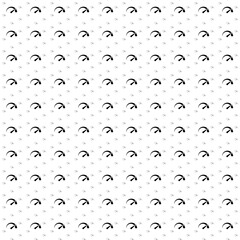 Square seamless background pattern from geometric shapes are different sizes and opacity. The pattern is evenly filled with big black tachometer symbols. Vector illustration on white background