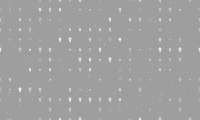 Seamless background pattern of evenly spaced white ice cream balls symbols of different sizes and opacity. Vector illustration on grey background with stars