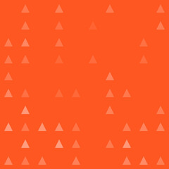 Abstract seamless geometric pattern. Mosaic background of white triangles. Evenly spaced big shapes of different color. Vector illustration on deep orange background