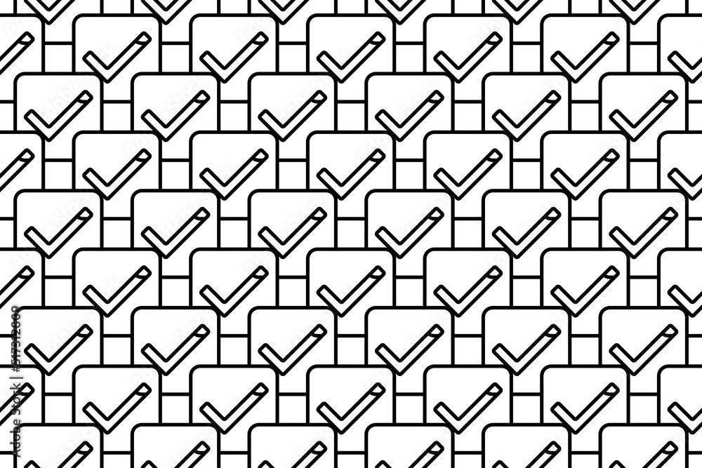 Poster seamless pattern completely filled with outlines of checkbox symbols. elements are evenly spaced. ve