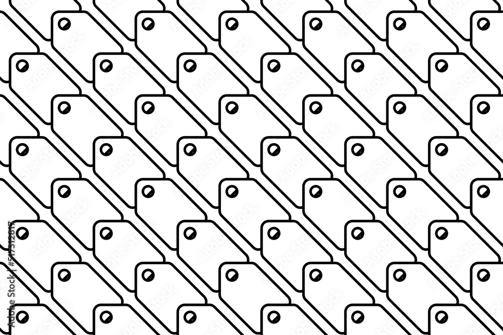 Poster seamless pattern completely filled with outlines of discount label symbols. elements are evenly spac