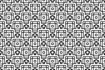 Fototapeta na wymiar Seamless pattern completely filled with outlines of chip symbols. Elements are evenly spaced. Vector illustration on white background
