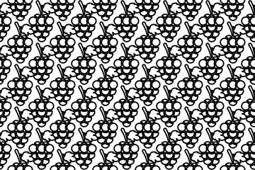 Seamless pattern completely filled with outlines of grapes symbols. Elements are evenly spaced. Vector illustration on white background