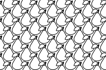 Fototapeta premium Seamless pattern completely filled with outlines of pear symbols. Elements are evenly spaced. Vector illustration on white background