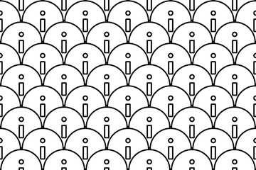 Seamless pattern completely filled with outlines of info symbols. Elements are evenly spaced. Vector illustration on white background