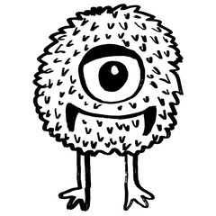 Monster cute cartoon hand drawing sign design