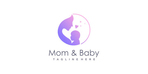 Mom and baby logo design with modern unique style Premium Vector
