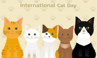 Fototapeta premium World Cat Day concept.International Cat Day. Holiday concept. Template for background, Web banner, card, poster