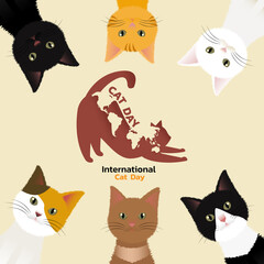 Fototapeta premium World Cat Day concept.International Cat Day. Holiday concept. Template for background, Web banner, card, poster
