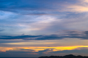 Fototapeta premium Silhouette mountain and twilight sky at Thailand.