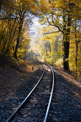 Fototapeta premium Railway in the autumn forest