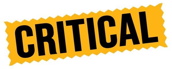 CRITICAL text written on orange-black zig-zag stamp.