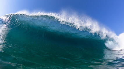 Fototapeta na wymiar Ocean Wave Swimming Encounter Close Up Front Encounter .