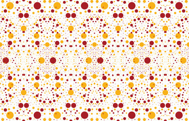 Seamless red and yellow dot pattern on white background. Abstract background.