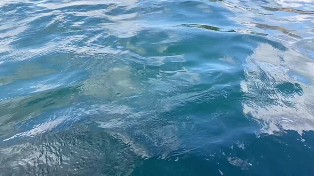 Slow motion of beautiful blue sea close up. Beauty of nature concept