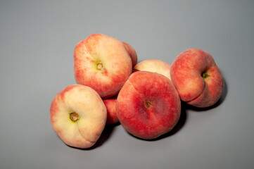 Fig peach on gray background, group