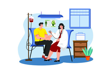Doctor Examines The Patient Illustration concept