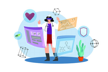 Doctor Is Studying Medicine Using VR Illustration concept