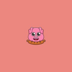 Cute Pig With Hot Dog Animal Mascot Logo