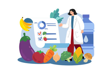 Female Nutritionist Doctor Gives Notes Illustration concept