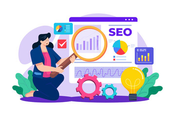 Seo Manager Illustration concept. Flat illustration isolated on white background