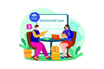 Commercial Loan Officer Illustration concept. Flat illustration isolated on white background