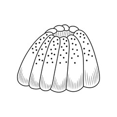 Cake in hand drawn style isolated on white background for poster, label or bakery shop menu, food sketch