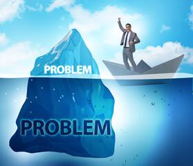 Businessman in problem concept with iceberg