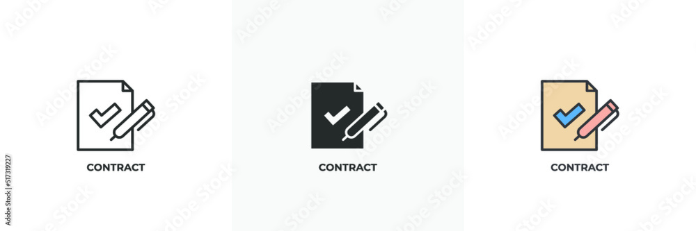Poster contract icon. line, solid and filled outline colorful version, outline and filled vector sign. idea