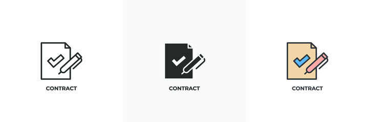 contract icon. Line, solid and filled outline colorful version, outline and filled vector sign. Idea Symbol, logo illustration. Vector graphics