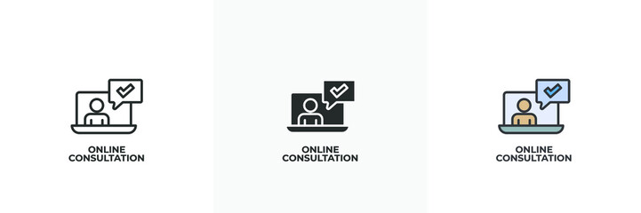 online consultation icon. Line, solid and filled outline colorful version, outline and filled vector sign. Idea Symbol, logo illustration. Vector graphics