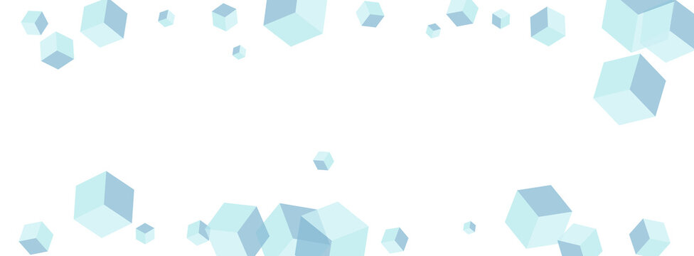 Sky Blue Polygon Background White Vector. Square Poster Card. White Geometric Graphic Template. Scatter Texture. Blue-gray Isometric Box.