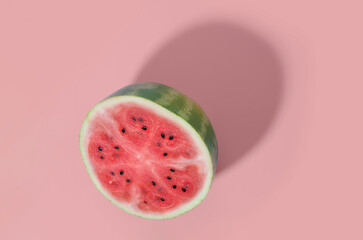 Fresh watermelon on pink pastel background