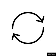 Sync, Synchronize on vector icon in line style design for website design, app, UI, isolated on white background. Editable stroke. Vector illustration.