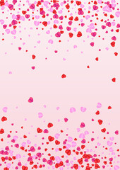Tender Heart Background Pink Vector. Day Illustration Confetti. Purple Falling Pattern. Pinkish Confetti Greeting Backdrop. Red Card Frame.