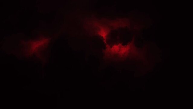 Realistic red lightning on black background.