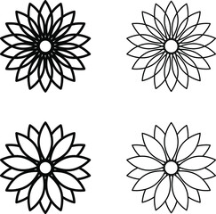 Flower line icon minimal vector illustration Simple outline signs for flowers. Pixel Perfect stock illustration.