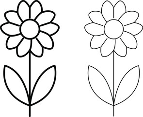 Flower line icon minimal vector illustration Simple outline signs for flowers. Pixel Perfect stock illustration.