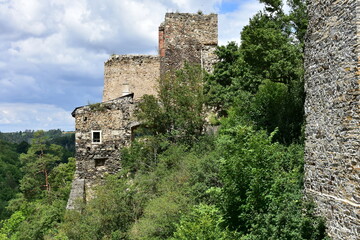 Fototapeta premium ruins of tower house Cornstejn near village Vranov in Czech republic