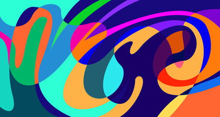 Abstract liquid shape. Fluid geometric design. Isolated gradient waves with geometric lines, dots, batik Indonesia pattern. Vector illustration.