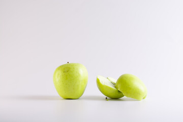 green apples isolated apples on white background sliced apple