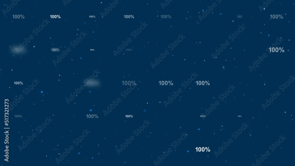 Poster template animation of evenly spaced 100 percent symbols of different sizes and opacity. animation of