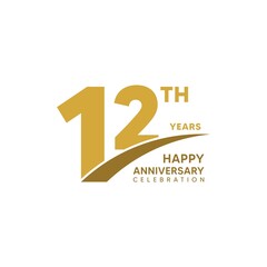 12th year anniversary design template. vector template illustration