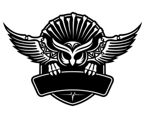 Vector native american style owl image, owl logo design concept.
