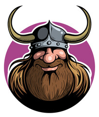 Cartoon style viking character. Ancient warrior mascot design concept.