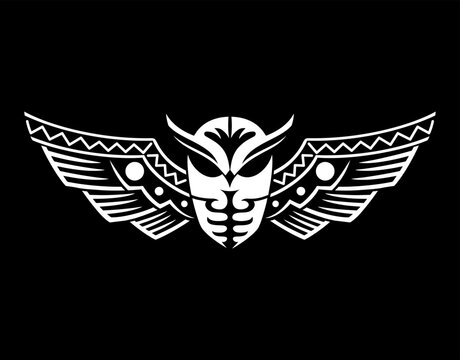 Vector native american style owl image, owl logo design concept.
