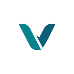 blue letter v logo design