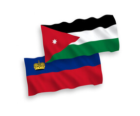 Flags of Liechtenstein and Hashemite Kingdom of Jordan on a white background